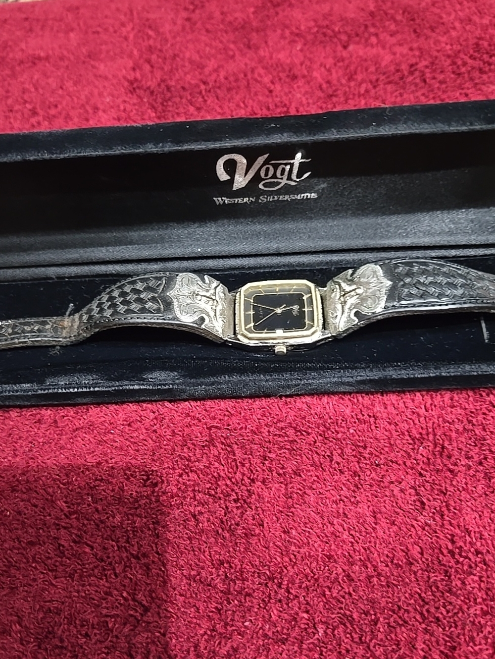 Mens Solid Sterling Silver Vogt Wrist Watch Vintage